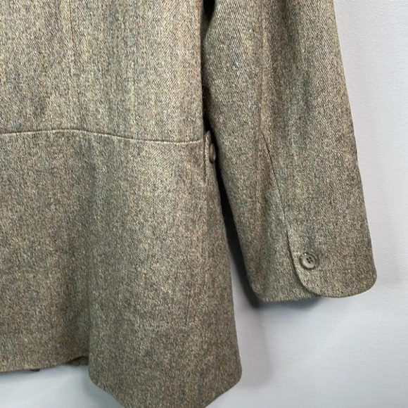 VINTAGE Simon Chang Cashmere Wool Blend Blazer Brown Tweed Button Up Size 10 - Picture 7 of 14